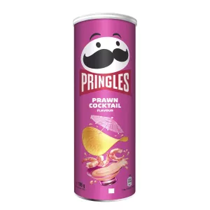 Pringles Prawn Cocktail Crisps - The iconic stackable potato crisps bursting with a delicious prawn cocktail flavor. Perfect for a satisfying snack on their own or with dips.