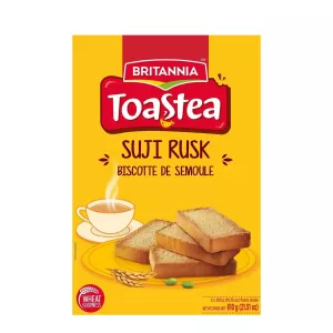 Britannia Toastea Suji Rusk is a crunchy and delicious breakfast or snack option. Made with semolina, it's a perfect way to start your day or enjoy a light and satisfying treat. Available at halalo.co.uk and Halalo.