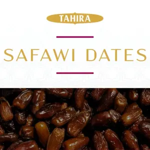Tahira Safawi Dates 450g. Enjoy the rich flavor of these delicious Safawi dates. Available at halalo.co.uk and Halalo.