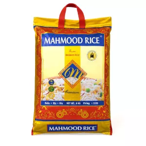 Mahmood Rice Basmati Sella Rice 4.5kg. Long grain basmati sella rice for delicious meals. Available at halalo.co.uk and Halalo.