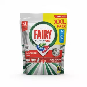 Fairy Platinum Plus dishwasher capsules pouch front