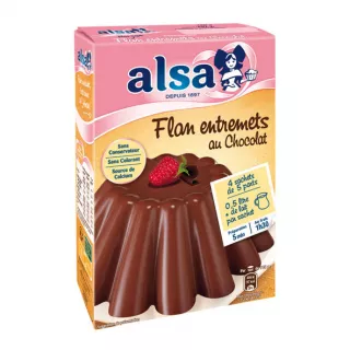 Alsa Flan Entremets Chocolate 232g - rich, instant chocolate flan mix for indulgent desserts. Quick to prepare, perfect for any occasion. Available at halalo.co.uk and Halalo.