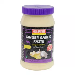 Sapna Ginger Garlic Paste. Ready-to-use ginger-garlic paste for convenient cooking. Saves time. Available at halalo.co.uk and Halalo.