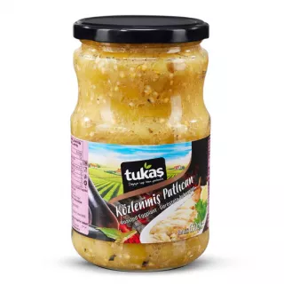 Tukas Roasted Eggplant 650g jar - halal-certified roasted aubergine spread for Middle Eastern dishes