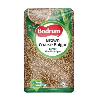 Bodrum Brown Coarse Bulgur 1kg pack – Halal-certified wholegrain cracked wheat for kibbeh and salads