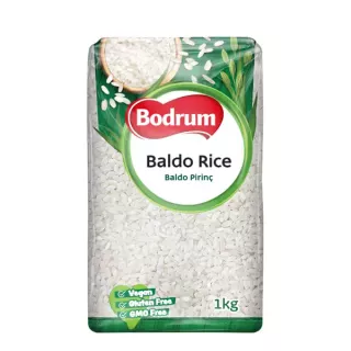 Bodrum Baldo Rice 1kg pack – Halal-certified Turkish medium-grain rice for pilafs and stuffings