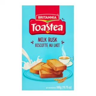 Enjoy the delightful crunch of Britannia Toastea Milk Rusk, a perfect tea-time companion. These crispy and baked rusk biscuits are infused with a rich milk flavor, making them ideal for dipping in tea or coffee.