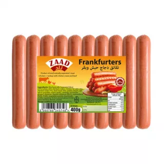Zaad Beef Frankfurters ( Turkey & Chicken With Chicken Meat & Beef) 400g | halalo.co.uk