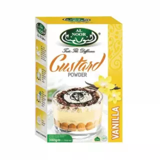 Al Noor Custard Powder 300g - smooth, instant custard mix for delicious desserts. Quick and easy to prepare, perfect for any occasion. Available at halalo.co.uk and Halalo.
