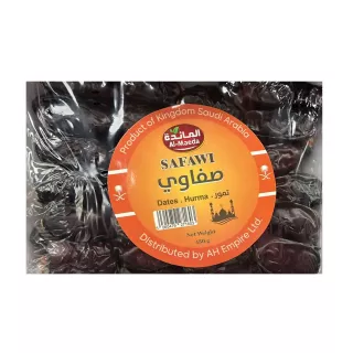 Al Maeda Safawi Dates 450g. Enjoy the rich flavor of these delicious Safawi dates. Available at halalo.co.uk and Halalo.