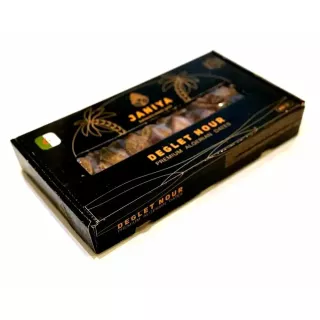 Janiya Deglet Nour Algerian Dattes 800g - premium Algerian Deglet Nour dates, a delicious and healthy natural snack. Available at halalo.co.uk and Halalo.