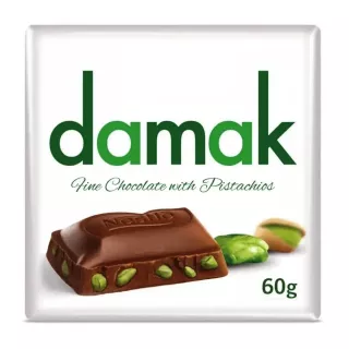 Nestle Damak Fine Chocolate With Pistachios 60g - luxurious pistachio-filled chocolate for a gourmet treat. Available at halalo.co.uk and Halalo.