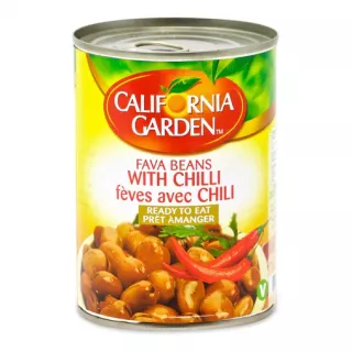 California Garden Fava Beans with Chilli 400g can – Halal-certified spicy ful medames with chili sauce