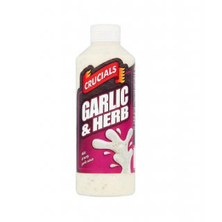 Crucials Garlic & Herb Sauce 1L bottle – Creamy halal-certified sauce with garlic and aromatic herbs