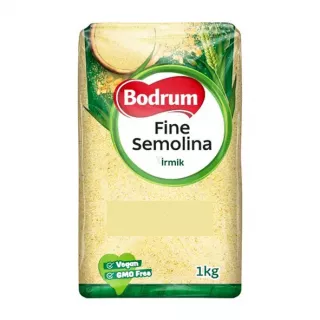 Bodrum Fine Semolina 1kg pack – Halal-certified durum wheat semolina for desserts and baking