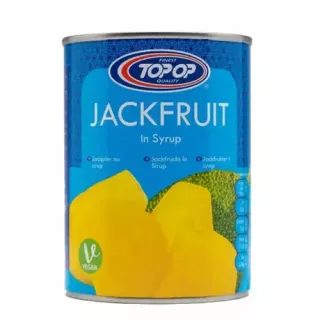 Top Op Jackfruit in Syrup 565g can – Halal-certified young jackfruit pieces in light syrup