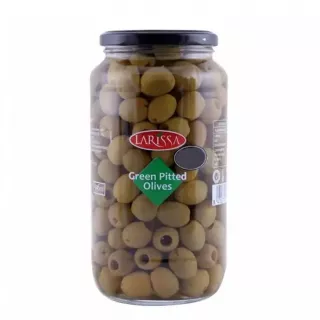 Larissa Pitted Green Olives 935g jar – premium halal-certified Greek olives for mezze and cooking