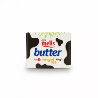 Melis Butter 250g pack with cow print packaging