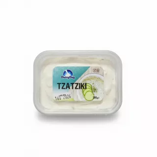 DairyDay Tzatziki dip 200g tub front view with label