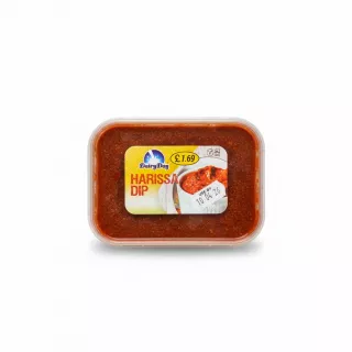 DairyDay Harissa Dip plastic tub front label showing product and price
