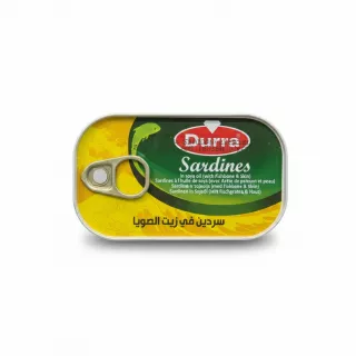 Durra sardines canned in soya oil front view