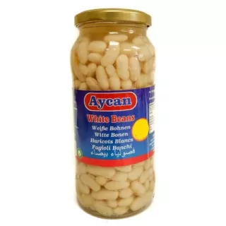 Aycan White Beans 580g can – premium halal-certified cannellini beans for stews and salads