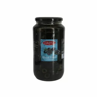 Larissa Sliced Black Olives 935g jar – pre-cut halal Kalamata-style olives for pizzas and Mediterranean dishes