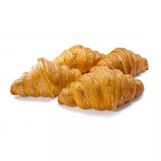 Freshly baked golden butter croissants with flaky layers