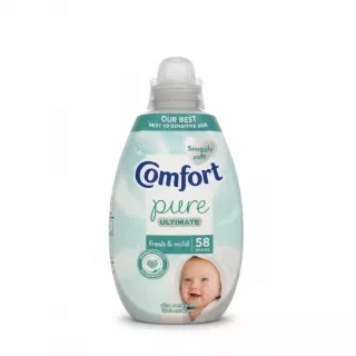 Comfort Pure Ultimate Fresh Fabric Conditioner front label showing baby image