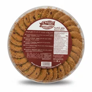 Back label of Barazek Shamiya showing ingredients and nutrition facts