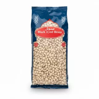 Pack of Amara Black Eyed Beans showing front packaging and beans