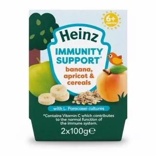 Heinz Immunity Support banana apricot cereals front packaging