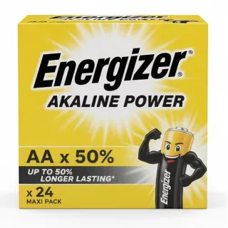 Energizer Alkaline Power AA Batteries 24 pack box front view
