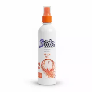 Frida Peach Scented Air Freshener bottle with orange spray trigger