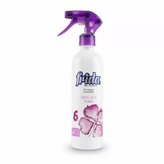 Fridal Aqua Sensations Chill Out Air Freshener bottle front view with purple trigger spray