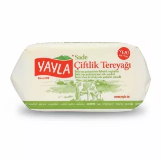 Yayla brand unsalted butter wrapped in white and green packaging