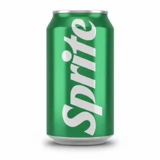 Green aluminium can of Sprite Lemon Lime soft drink held in hand