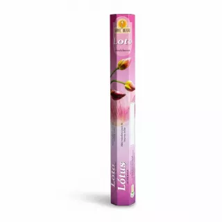 Cycle brand lotus incense sticks hexagonal pink packaging close view on a white background