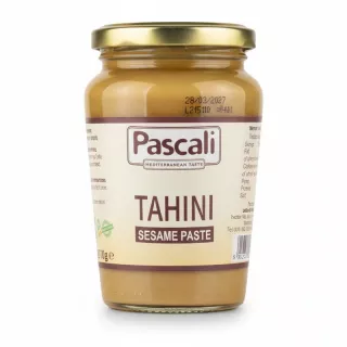 Jar of Pascali Tahini Sesame Paste showing front label