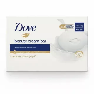 Box of Dove beauty cream bars containing four bars
