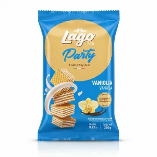 Blue pack of Lago Party Vanilla Wafers front view