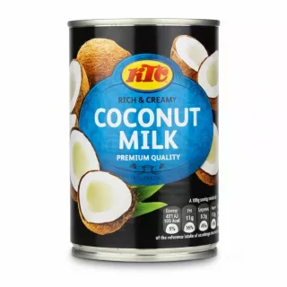 Can of KTC Coconut Milk with rich and creamy label