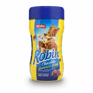 Aruba Robin chocolate flavored drink container front view