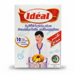 Idéal vanilla sugar flavour box front showing 10 individual sachets