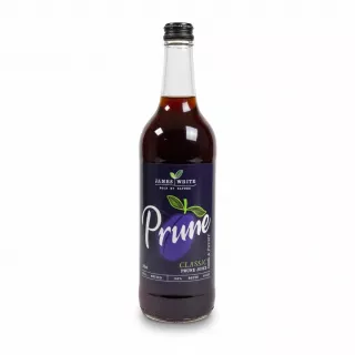 Bottle of James White Classic Prune Juice front label