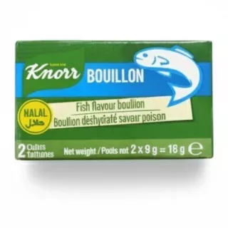 Knorr Fish Flavour Bouillon small green  pack prominent and on white background