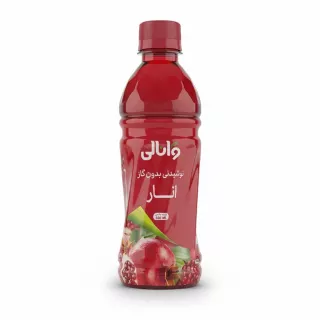 Bottle of Vanali pomegranate fruit juice front label
