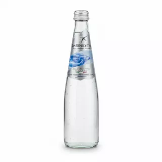 San Benedetto sparkling mineral water glass bottle front view