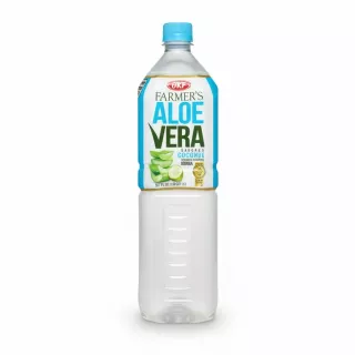 Plastic bottle of OKF Farmer's Aloe Vera Coconut Drink front label