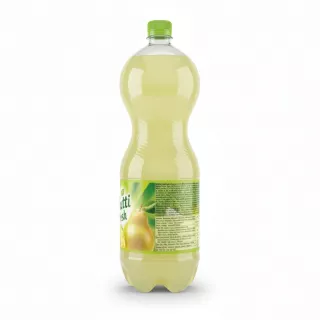 Frutti Fresh pear juice bottle side view with ingredients text